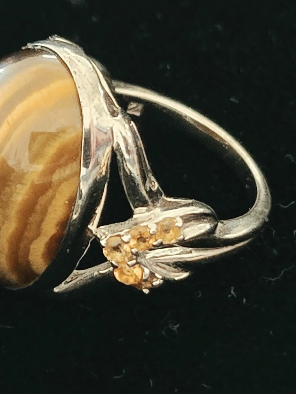 Sterling Silver Tiger's Eye Statement Ring - Brown Gemstone